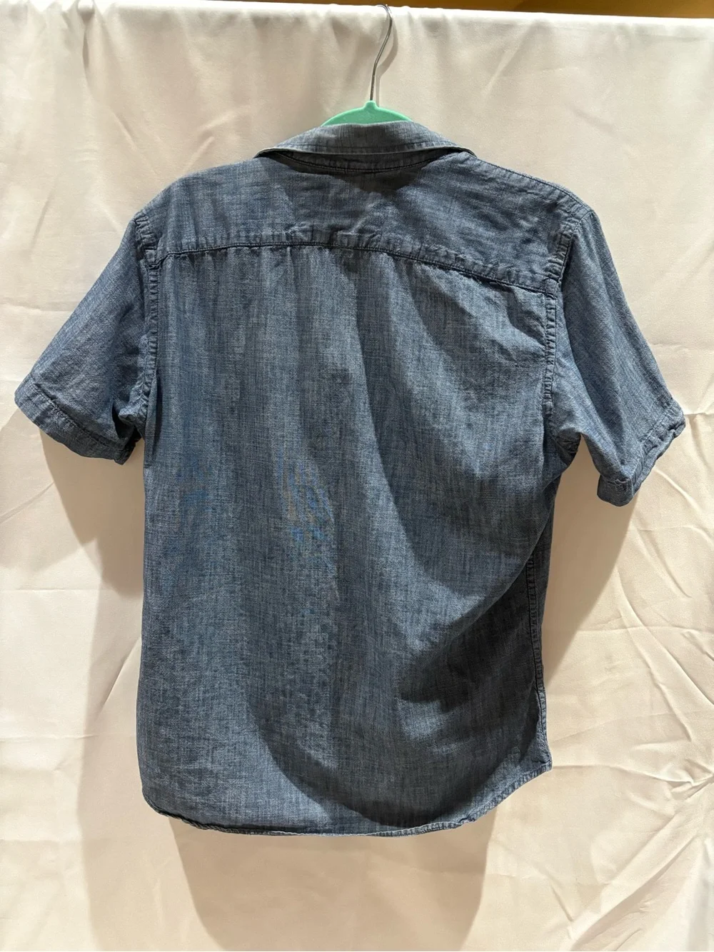 Banana Republic Short-Sleeve Denim-Effect Shirt - Light Blue